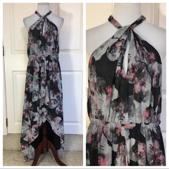 Badgley Mischka High Low Halter Dress size L - Picture 3 of 9